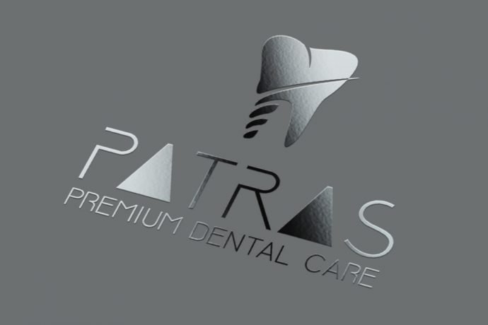 Patras Dental Care | Δημιουργία Λογότυπου και εφαρμογή σε Eπαγγελματικές Κάρτες με Ασημοτυπία